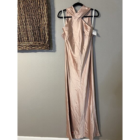 LOVELY LB025 Medium Satin Twist Halter Formal Trumpet Gown NWT $231 - Picture 5 of 8